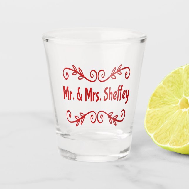 Mr and Mrs Sheffey Shot Glass (Front)