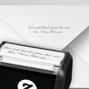 Mr and mrs signature wedding thank you self-inking stamp