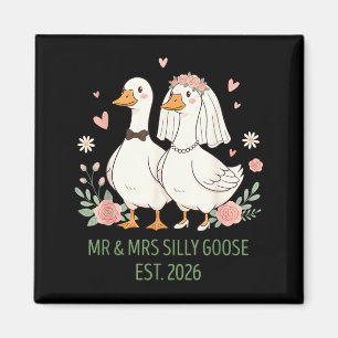Mr And Mrs Silly Goose Couple Matching Wedding Magnet