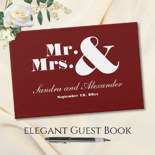 Mr. and Mrs. : Simple Burgundy Red Guest Book