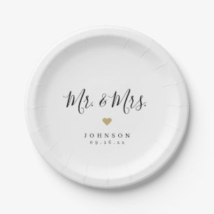 Mr and Mrs simple elegant script wedding Napkins _ Paper Plate