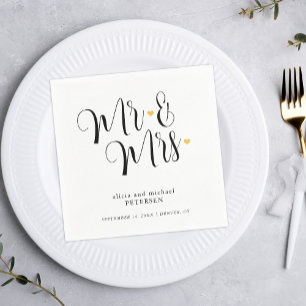 Mr and Mrs simple script elegant wedding Napkin