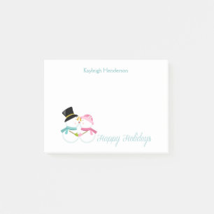 Mr and Mrs Snowman in Love Personalised Post-it Notes