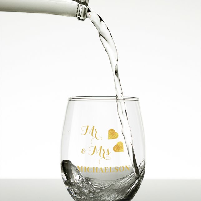 Mr. and Mrs. Stemless Wine Glass (Creator Uploaded)