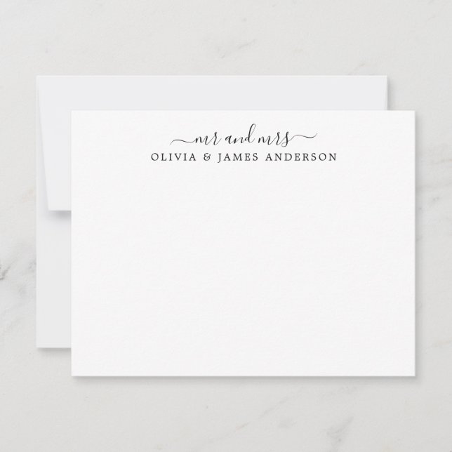 Mr and Mrs Stylish Script Calligraphy Newlyweds Card (Front)