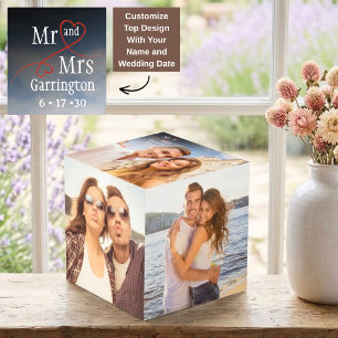 Mr and Mrs Sweethearts Newlyweds Keepsake 5 Photo Cube