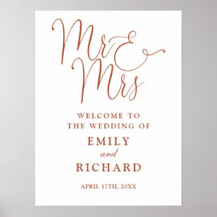 Mr And Mrs Terracotta Wedding Welcome Sign