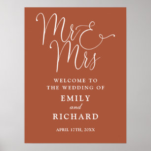 Mr And Mrs Terracotta Wedding Welcome Sign