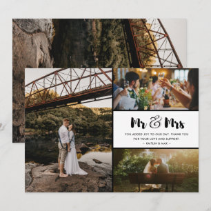 Mr and Mrs Thank You Photo Collage Wedding Card