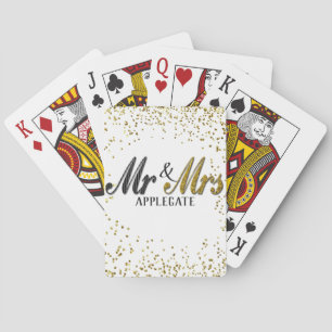 Mr and Mrs Tuxedo Gold Personalised Custom Wedding Playing Cards