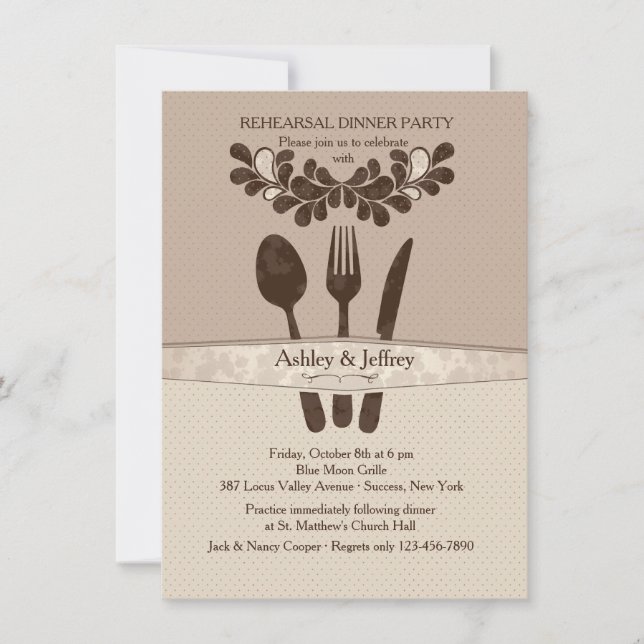 Mr. and Mrs. Utensils Dinner Party Invitation (Front)