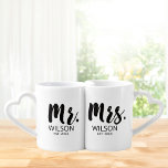 Mr. and Mrs. Wedding Anniversary Couple Coffee Mug Set<br><div class="desc">Celebrate the love and unity of a special couple with our Mr. and Mrs. Wedding Anniversary Gift Couple Coffee Mug Set. These elegant and stylish couple mugs are the perfect gift for newlyweds, honouring the bond between the bride and groom. Adorned with "Mr." and "Mrs." in a sophisticated design, they...</div>