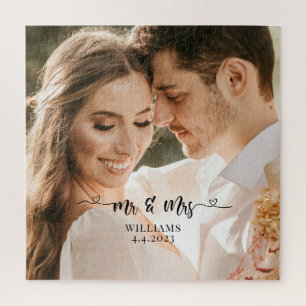 Mr. and Mrs. Wedding Couple Jigsaw Puzzle