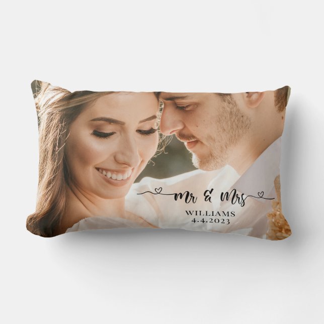 Mr. and Mrs. Wedding Couple Pillow (Front)