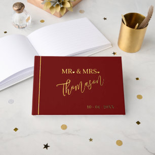 Mr and Mrs Wedding Day Date Gold Guest Book