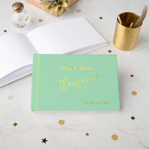 Mr and Mrs Wedding Day Date Gold Guest Book