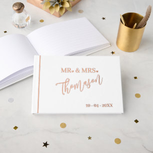 Mr and Mrs Wedding Day Date Rose Gold Guest Book