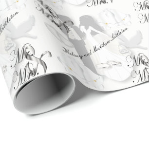 Mr. and Mrs. Wedding Design Wrapping Paper