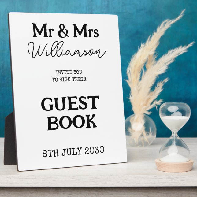 Mr And Mrs Wedding Guest Book Sign  Plaque (Side)