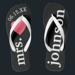 Mr. and Mrs. Wedding Honeymoon Heart Text Jandals<br><div class="desc">A perfect design for a beach wedding or for the honeymoon. Change the Mrs. to Mr. to make a coordinating pair.</div>