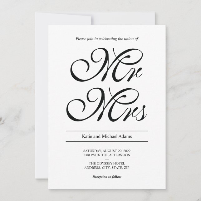 Mr and Mrs Wedding Invitation (Front)