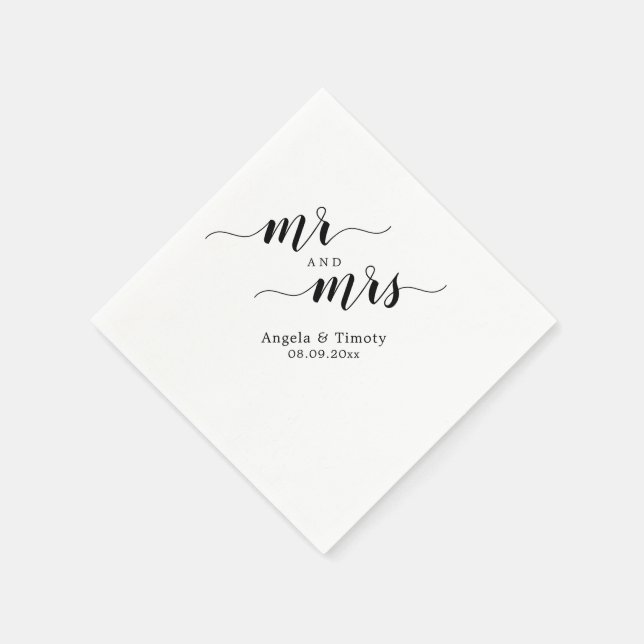 Mr and Mrs wedding Napkin (Corner)