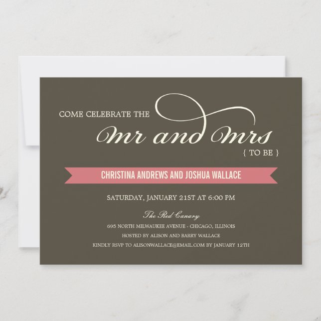 Mr and Mrs Wedding Shower /Rehearsal Dinner Invite (Front)