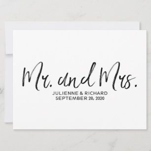 "Mr. and Mrs." Wedding Sign   Stylish Lettered
