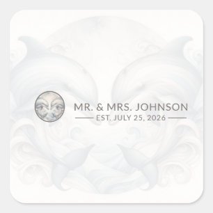 Mr and Mrs Wedding Square Sticker