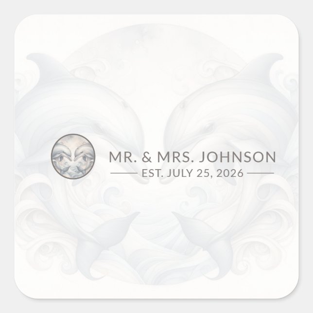 Mr and Mrs Wedding Square Sticker (Front)