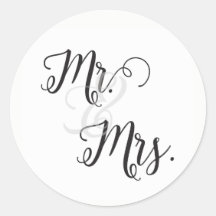 Mr and Mrs Wedding Stickers- Black and White