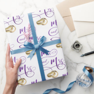 Mr and Mrs  Wedding Text  Wrapping Paper