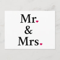 mr. and mrs. with two red hearts