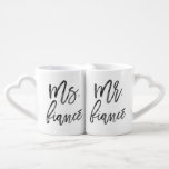 Mr. and Ms. Fiancé Inky Trendy Lettering Coffee Mug Set<br><div class="desc">Perfect for the newly engaged couple! This mug features an inky effect on the lettering.</div>