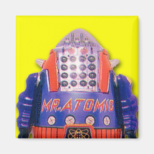 Mr. Atomic Toy Robot Square Magnet (Front)