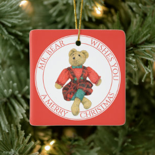 MR. BEAR Ceramic Square Ornament