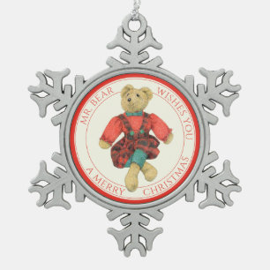 MR. BEAR Pewter Snowflake Ornament + Text