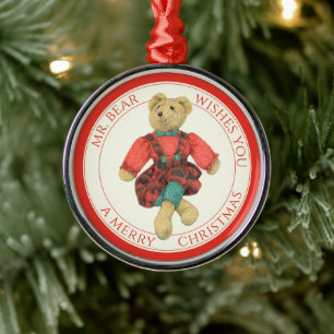 MR. BEAR Premium Round Ornament + Text