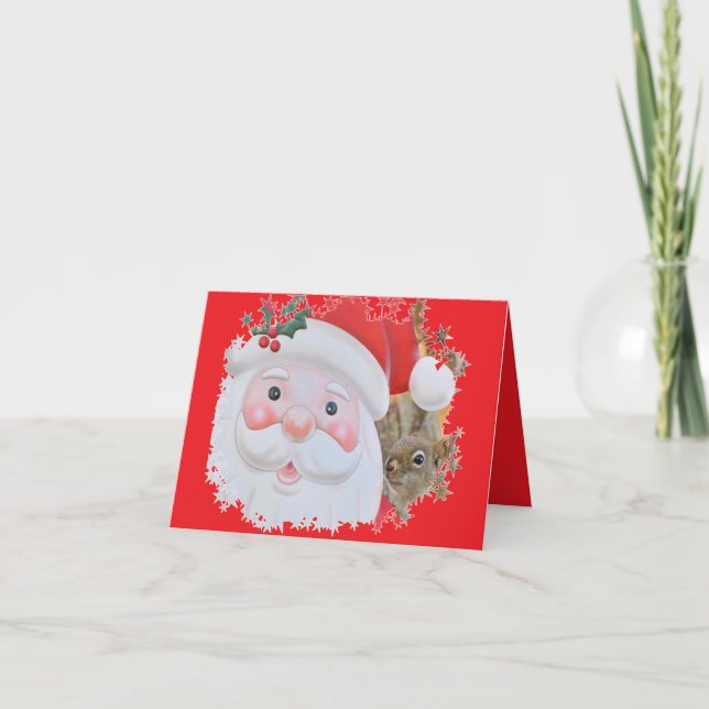 Mr. Bickles The Squirrel Folded Holiday Card (Front)