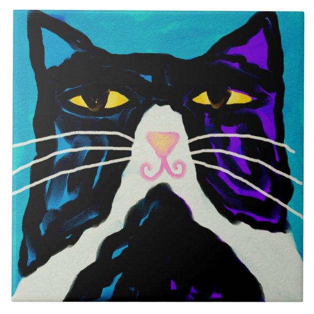 Mr. Big Stuff Abstract Cat Painting Tile (Front)