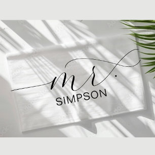 Mr. Black And White Newlywed Bride Personalised  Beach Towel