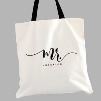 Mr Black White Newlywed Groom Script Personalised