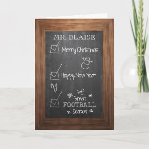 Mr. Blaise, Christmas Football Coach, Chalkboard Holiday Card