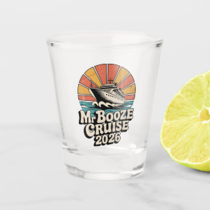 Mr Booze Cruise 2026 Retro Vintage Couples  Shot Glass