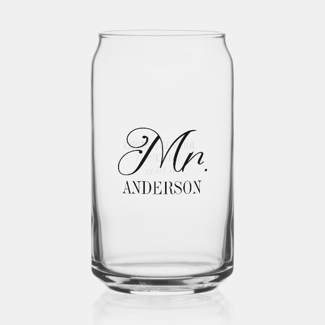 Mr. Bride Groom Wedding Reception Customised Can Glass (Front)
