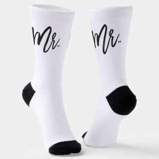 Mr. Brush Script With Bow Tie - Groom Wedding Gift Socks
