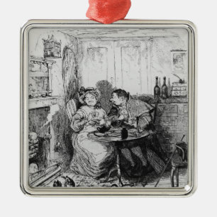Mr Bumble and Mrs Corney taking tea Metal Tree Decoration