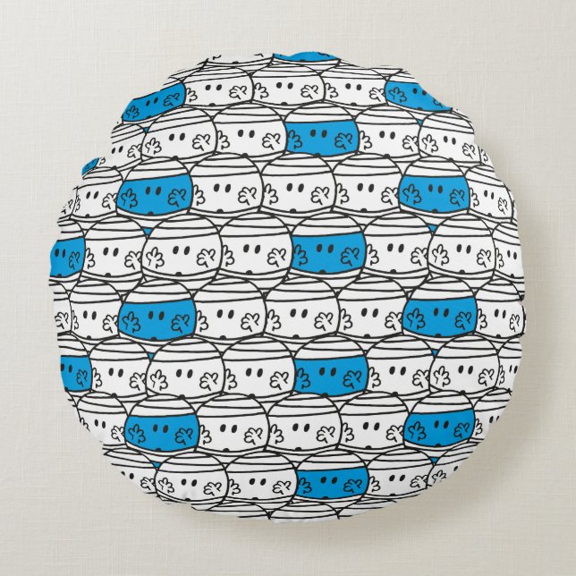 Mr Bump | Blue Pattern Round Cushion (Front)