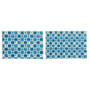 Mr Bump   Mosaic In Blue Pattern Pillowcase