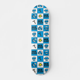 Mr Bump Mosaic In Blue Pattern Skateboard